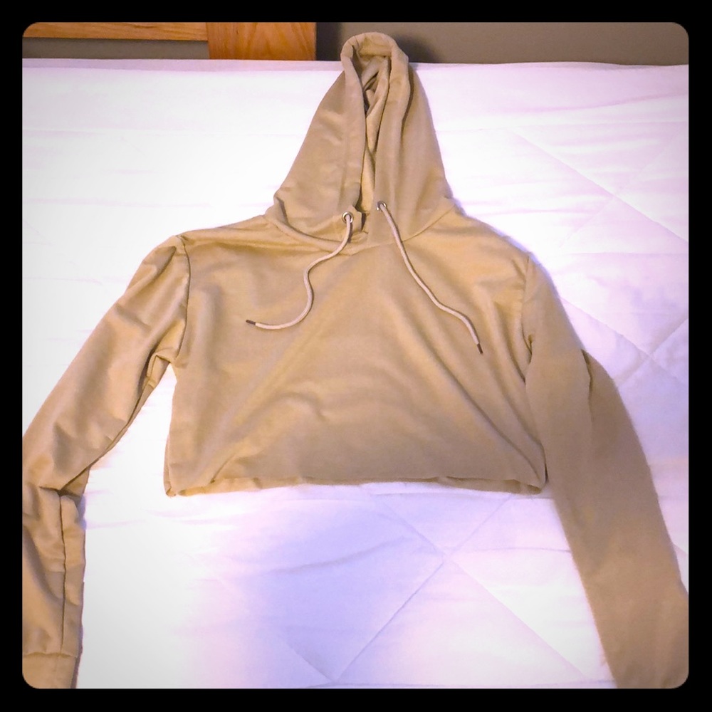 Tan Cropped Hoodie